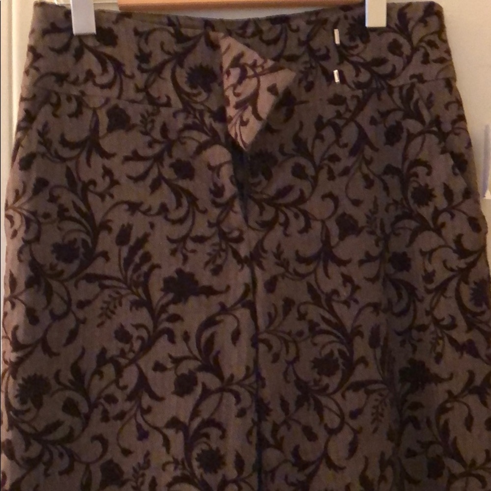 Brown full leg flat front trousers pants